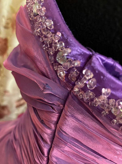 Purple Strapless Prom Dress Ball Gown Quinceanera Dresses
