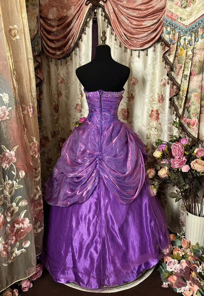 Purple Strapless Prom Dress Ball Gown Quinceanera Dresses