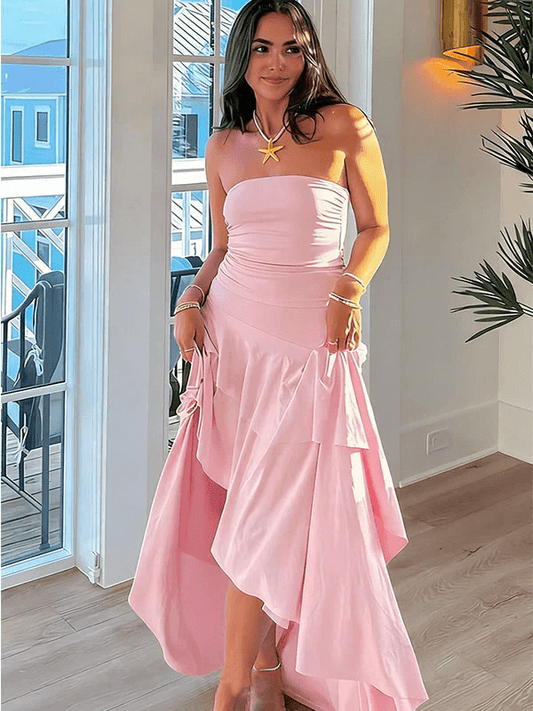 Formal Pink Dress Classy Elegant Strapless Wedding Guest Dresses