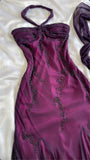 Exquisite Purple Beaded Long Prom Dress Luxury Evening Gown