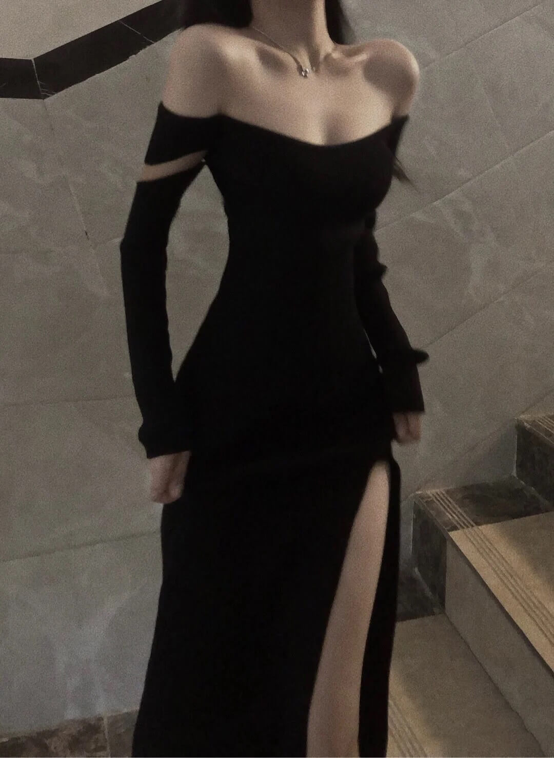 Fancy Black Maxi Dress Mermaid Off Shoulder Gala Dresses Elegant