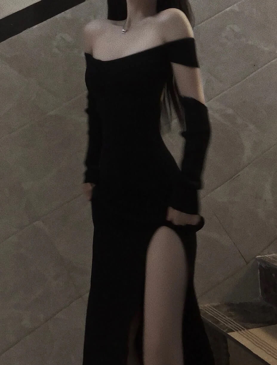 Fancy Black Maxi Dress Mermaid Off Shoulder Gala Dresses Elegant