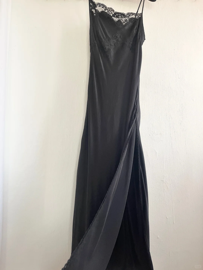 Sexy Spandex Satin Party Dresses Wedding Guest Dress with Slit