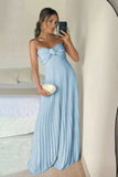 Elegant A-Line Pink Long Formal Dresses with Ruffles
