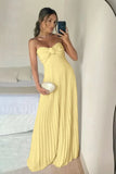 Elegant A-Line Pink Long Formal Dresses with Ruffles