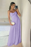 Elegant A-Line Pink Long Formal Dresses with Ruffles