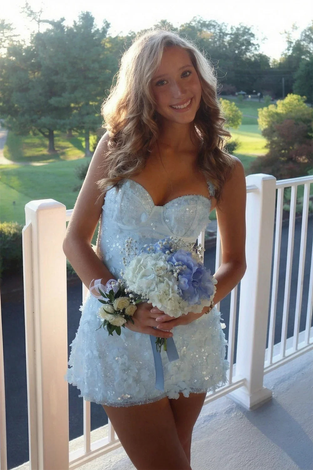Sweetheart Floral Lace A-Line Mini Dress
