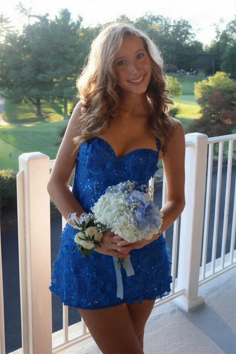 Sweetheart Floral Lace A-Line Mini Dress