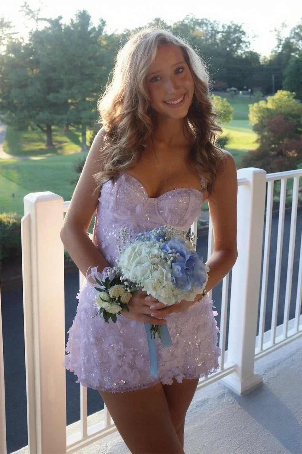 Sweetheart Floral Lace A-Line Mini Dress