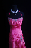Halter Hot Pink A Line Long Prom Dress Women Formal Dress
