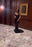 Black Mermaid Long Prom Dress Evening Gown Luxury Elegant
