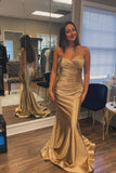 Fancy Gold Mermaid Long Formal Dress Prom Gown