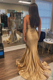 Fancy Gold Mermaid Long Formal Dress Prom Gown