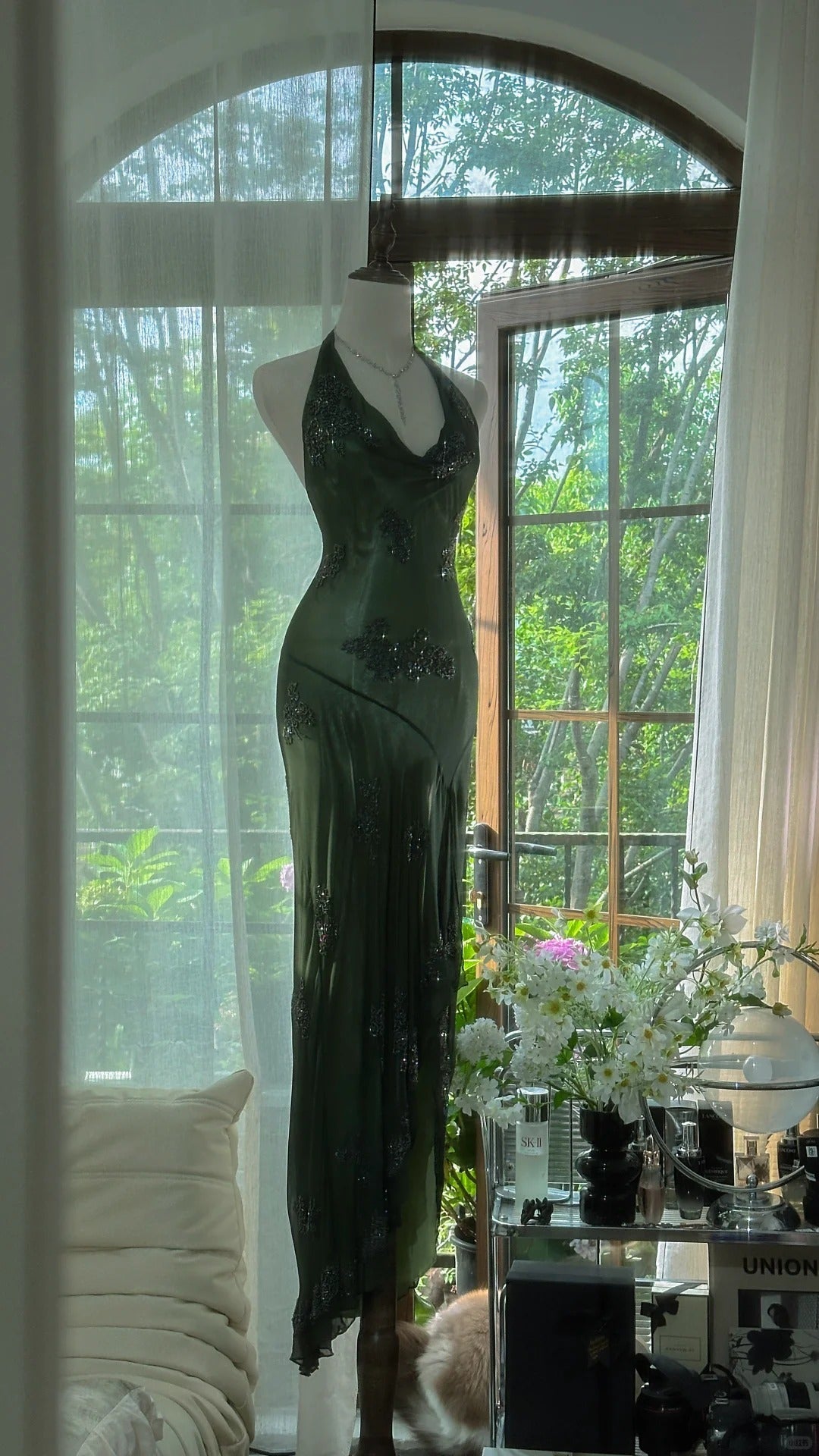 Green Halter Prom Party Dresses Unique Long Mermaid Evening Dress