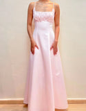 Pretty A Line Spaghetti Straps Light Pink Evening Dress Wedding Gown
