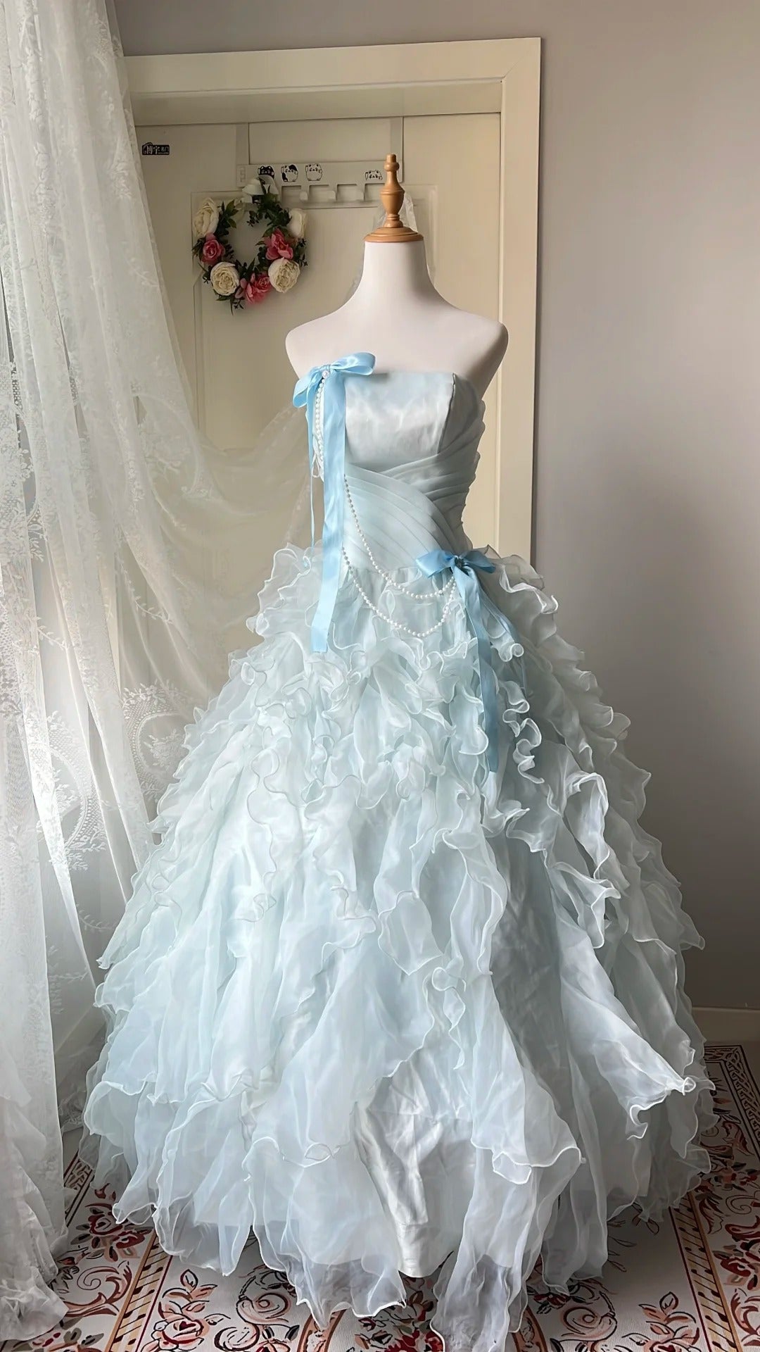 Princess Ball Gown Prom Party Dresses Unique Sweet 16 Dress Layered Wedding Dress with ruffle