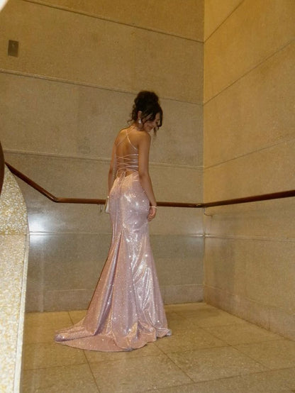 Shiny Long Dress Sparkle Strapless Mermaid Gala Party Outfit