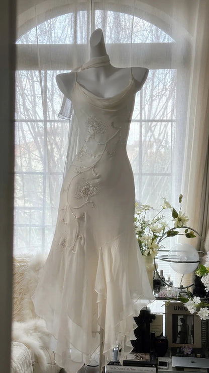 Spaghetti Straps Mermaid Dress Chiffon Party Gowns