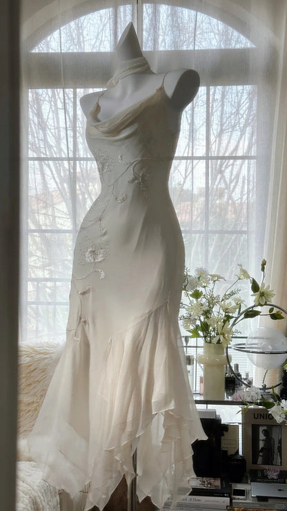 Spaghetti Straps Mermaid Dress Chiffon Party Gowns