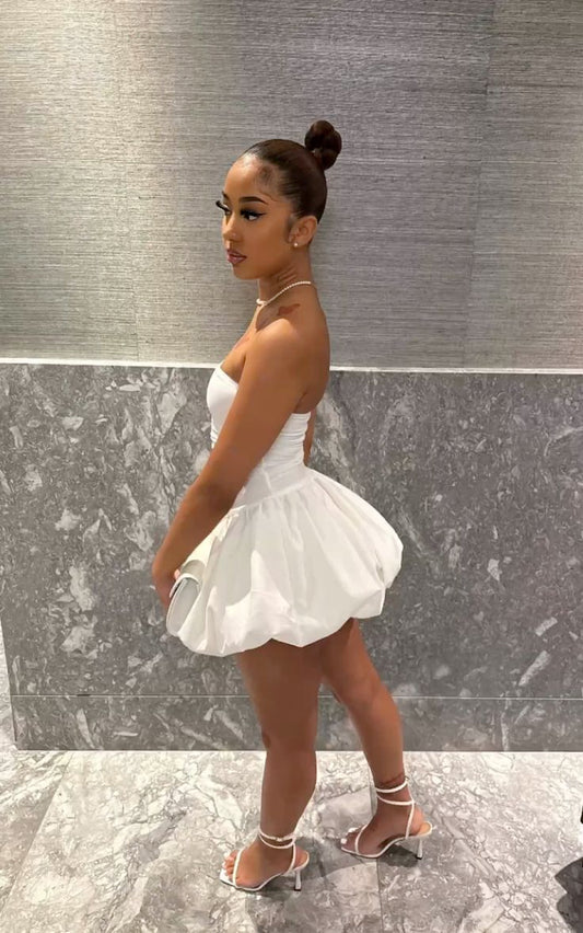 Short A Line White Homecoming Dress Mini Formal Party Dresses
