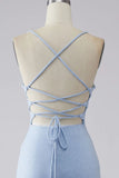 Light Blue Mermaid Long Prom Dress Elegant Evening Birthday Dresses