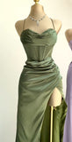 Simple Mermaid Floor Length Prom Dress With Slit Formal Dresses