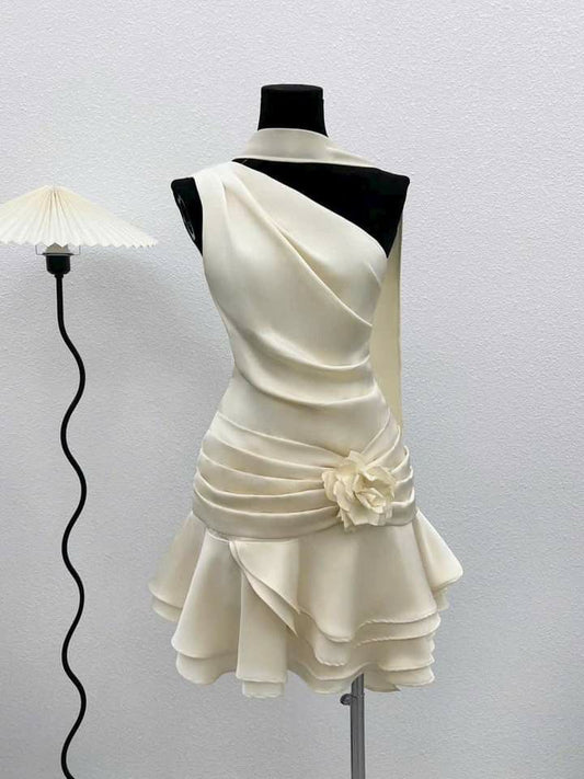 One Shoulder Short Evening Party Dress Homecoming Gowns Classy