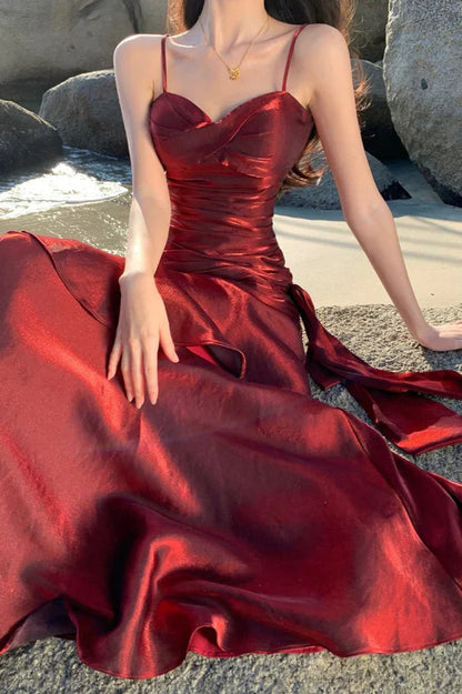 Spaghetti Straps Sleeveless Ruffle Long Formal Prom Dress Elegant Evening Party Dresses