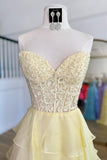 Elegant Lace and Chiffon Ruffle Long Prom Dress A Line