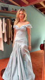 Light Blue Elegant Long Mermaid Evening Dress Formal Dresses