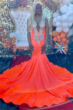 Ruby Cutout Mermaid Court Train Silver Crystal Prom Dresses Gala Dress