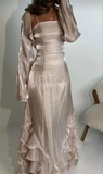Vintage Prom Dresses with Ruffles,Floor Length Evening Gown