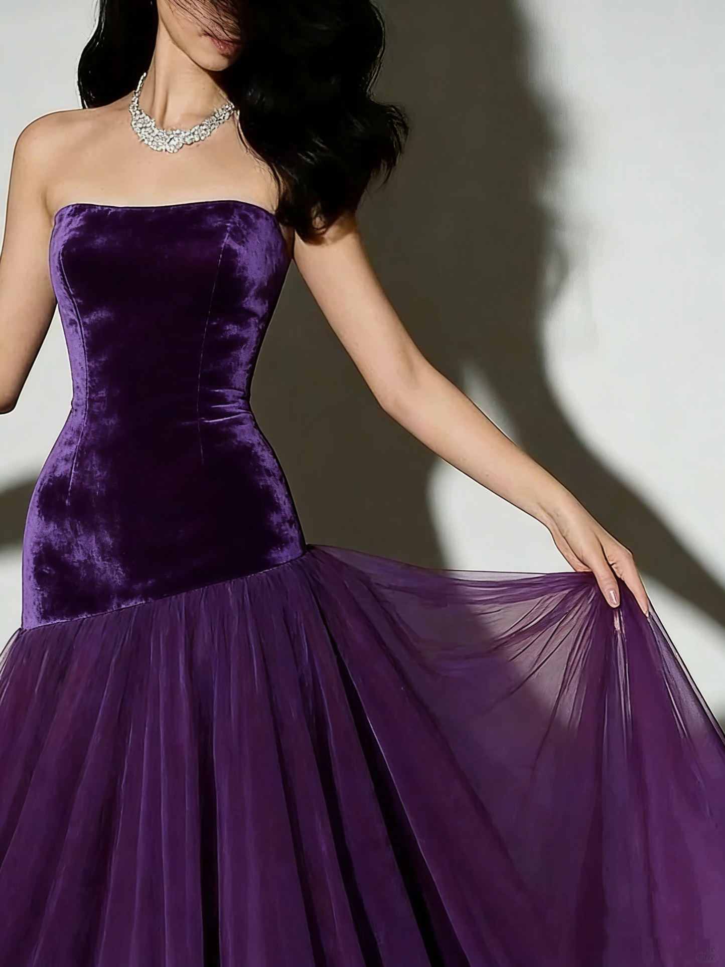 Vintage Mermaid Strapless Burgundy Tulle Long Prom Dresses 20th Birthday Outfits Evening Gown