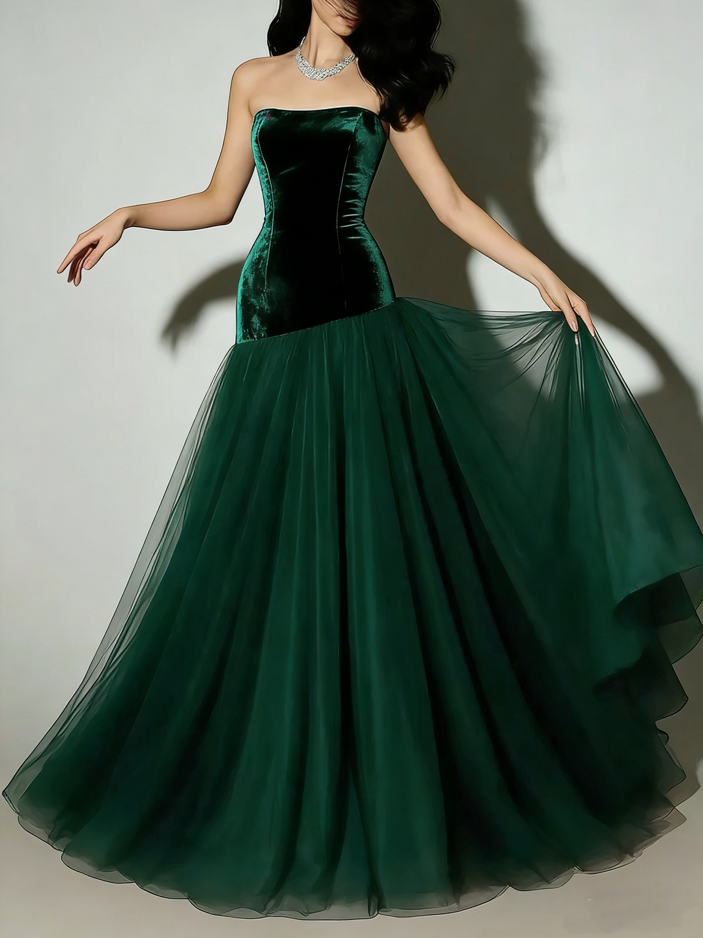 Vintage Mermaid Strapless Burgundy Tulle Long Prom Dresses 20th Birthday Outfits Evening Gown
