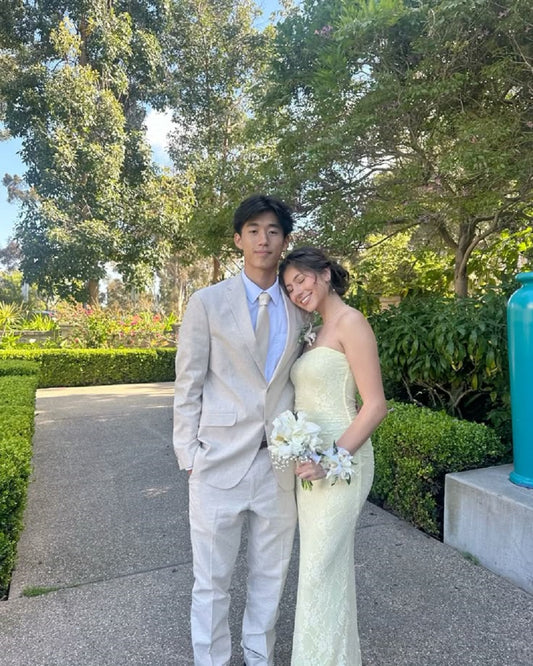 Fancy Light Yellow Lace Mermaid Dress Open Back