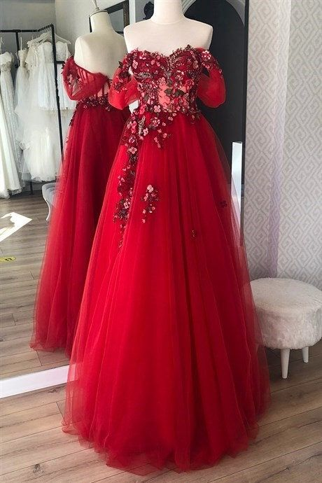 Stunning Off The Shoulder Intricate 3D Foral Appliques Long Prom Dress Fairy Evening Dresses