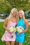 Strapless Pink Mini Cocktail Dress Short Prom Dresses