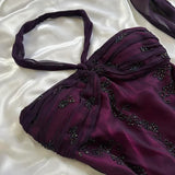Exquisite Purple Beaded Long Prom Dress Luxury Evening Gown