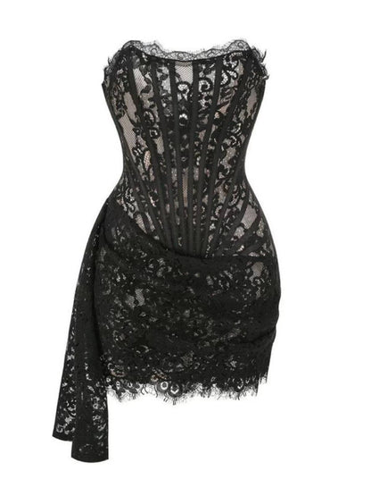 Sexy Burgundy Strapless Lace Sheath Short Cocktail Dress Hoco Dresses