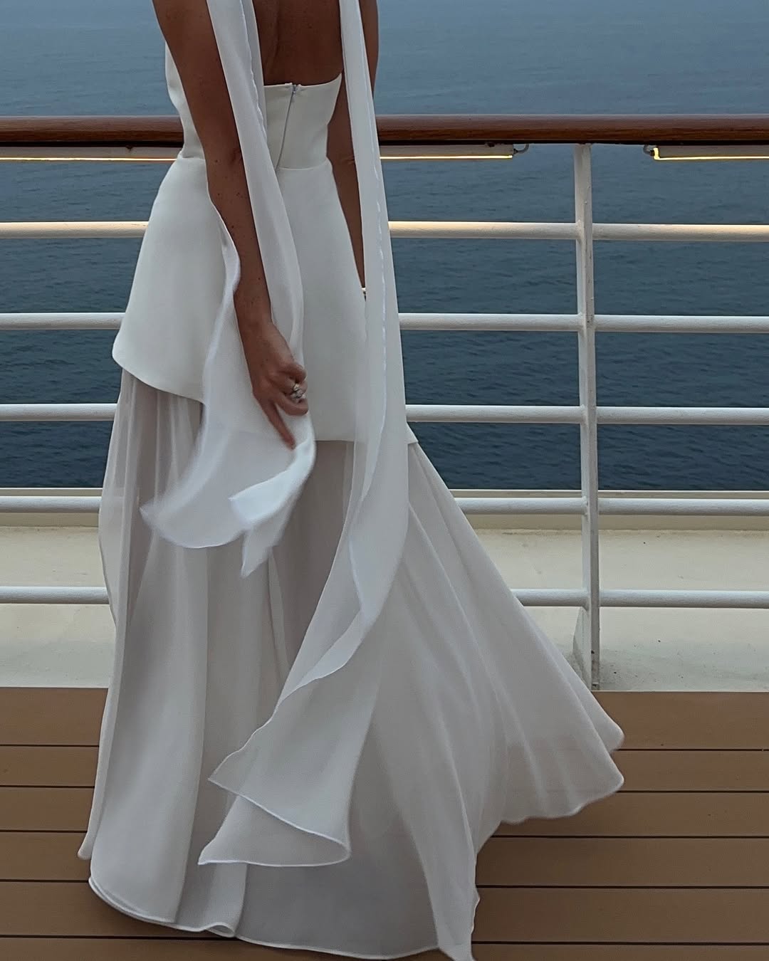 White Strapless Satin Chiffon Split Holiday Summer Prom Dress – jkprom