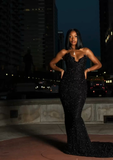 Black Mermaid Long Prom Dress Evening Gown Luxury Elegant