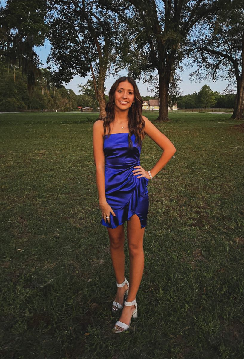 Royal Blue Ruffle Homecoming Dress Formal Mini Dresses