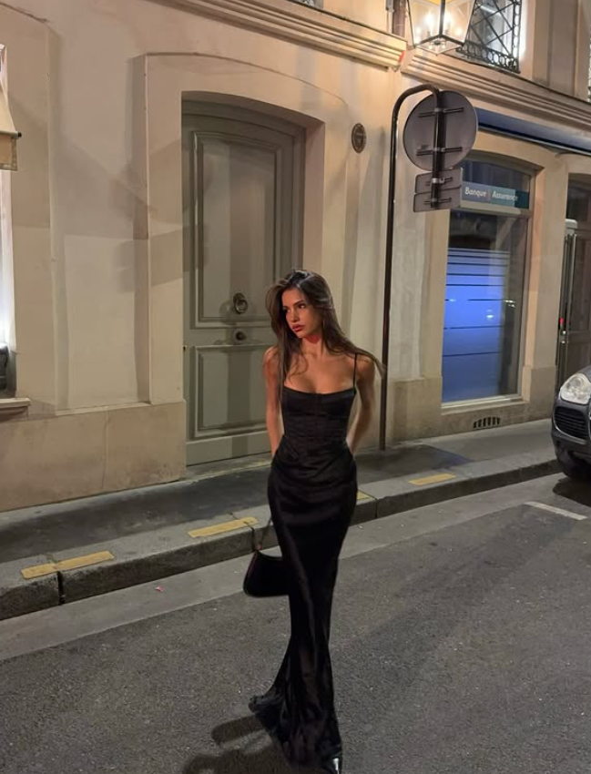 Sexy Black Mermaid Formal Evening Gown Satin Long Prom Dress