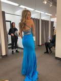 Elegant Mermaid Prom Dress With Slit,Open Back Tight Evening Dresses