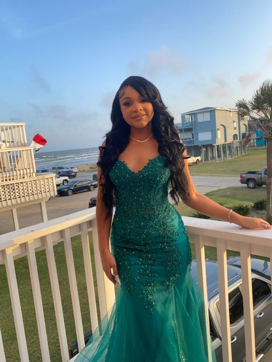 Dark Green Mermaid Prom Dress Formal Evening Dresses Elegant