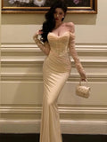Sexy Wedding Party Dresses Long Sleeve Mermaid Gala Dress Formal