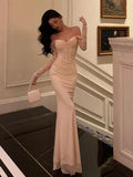 Sexy Wedding Party Dresses Long Sleeve Mermaid Gala Dress Formal