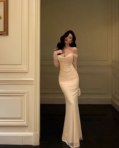 Sexy Wedding Party Dresses Long Sleeve Mermaid Gala Dress Formal – jkprom