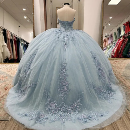 Light Blue Quinceanera Dress Lace Vestidos de 15 Anos Birthday Party P jkprom Light Blue Quinceanera Dress Lace Vestidos de 15 Anos Birthday Party P jkprom