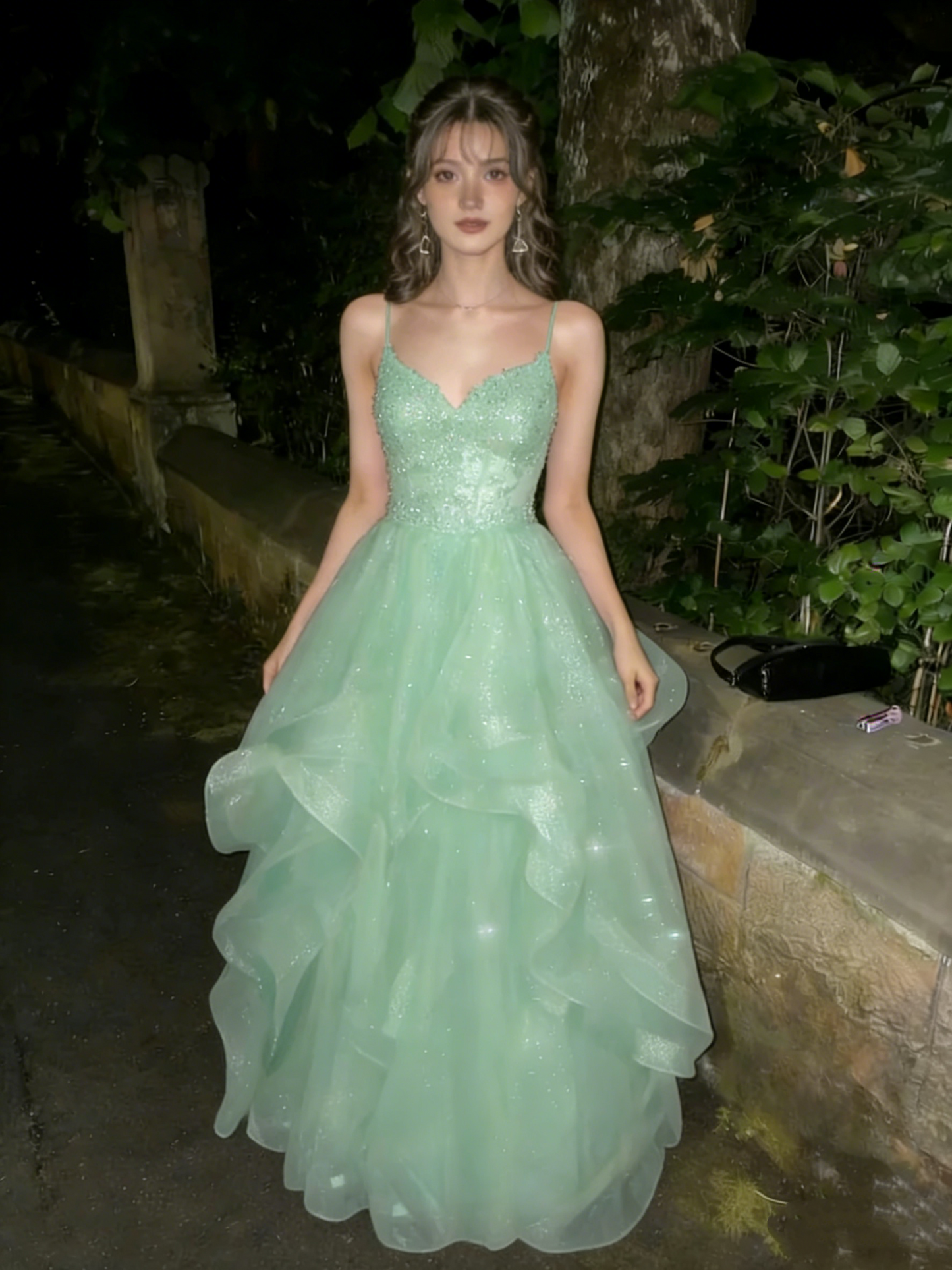 Glamorous Burgundy Spaghetti Strap Ruffled Sweet 15 Quinceanera Ball Gown